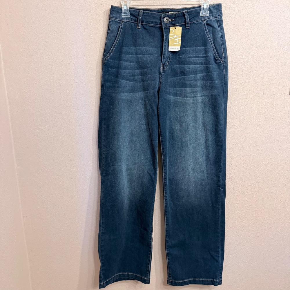 Suzanne Betro High Rise Wide Leg Jeans Medium Wash Blue U0606033 Womens 8 NWT